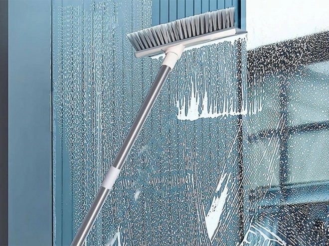 Floor Scrubbing Brush with Water Squeegee