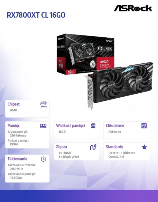 Graphics Card ASRock Radeon RX 7800 XT Challenger OC 16G