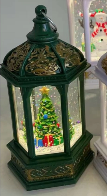 LED kerstlantaarn met glitters