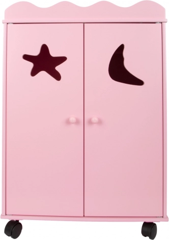 roze houten poppenkast op wieltjes small foot