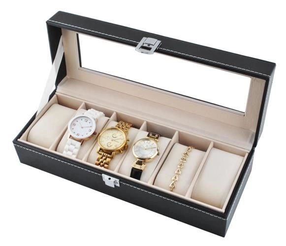 Watch And Jewelry Organizer With 6 Compartments