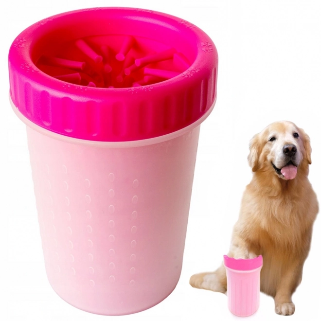 Pfotenreiniger für Hunde und Katzen Silikonbecher zum Reinigen der Pfoten groß xl – Rosa