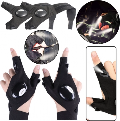 LED-handschoenen met zaklamp op de vingers