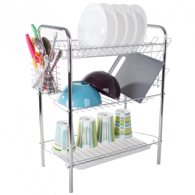 Three-tier kitchen dish drainer