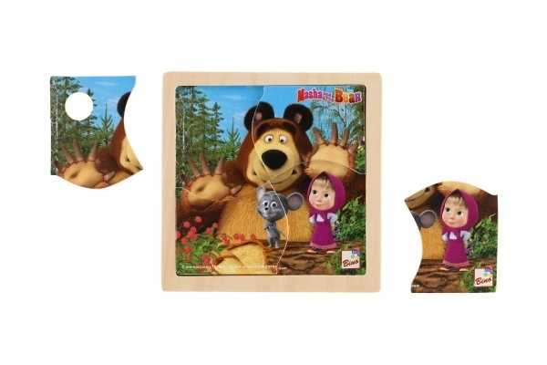 Houten puzzel met muisje Masha en de Beer 15cm