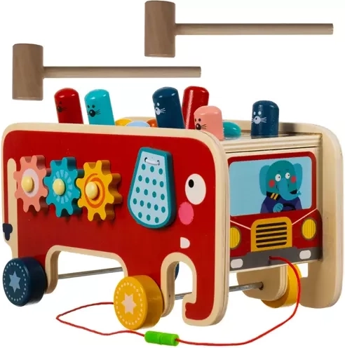 Houten olifant voor kinderen met hamertjes
