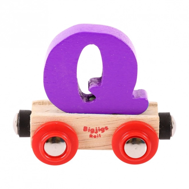Houten wagon Bigjigs Rail met letter Q