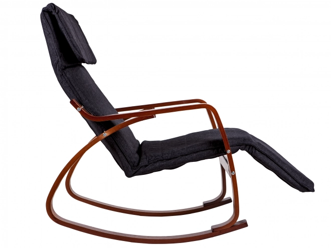 Fauteuil à bascule avec repose-pied réglable et accoudoirs en bois de ModernHome