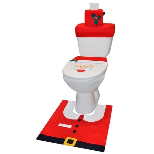 Kerst toilet hoes met tapijt Ruhhy 22360