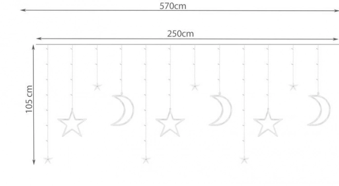 LED gekleurde gordijn met sterren en maantjes - 5 m, 138 LED