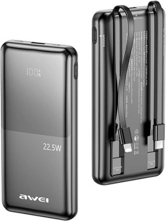 Powerbank AWEI P76K 10000 mAh met snel opladen 22,5 W en 4 uitgangen