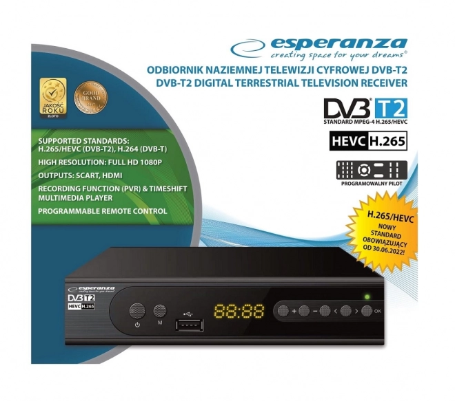 Moderner DVB-T/T2 Receiver mit Aufnahmefunktion
