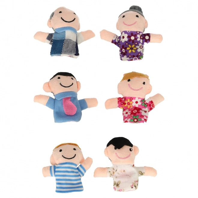 Familie textiele vingerpoppen - set van 6 stuks