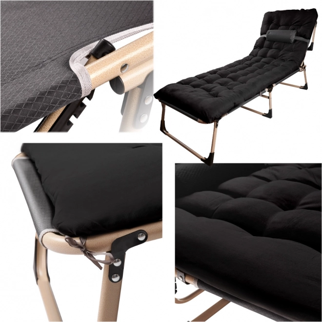 Klapptouristenbett mit Kissen 193 cm Schwarz