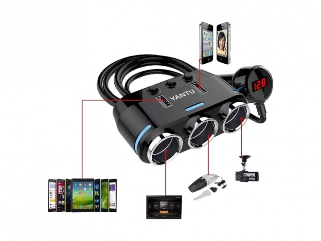 Auto USB-adapter met aanstekerhub