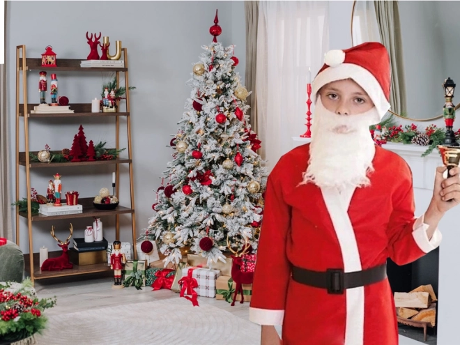 Kerstman kostuum voor jongens met muts en baard