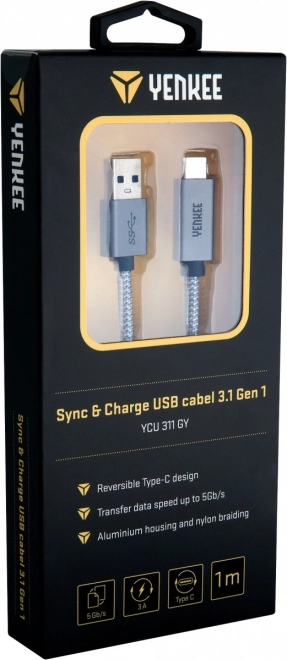 USB A naar USB C kabel met een overdrachtssnelheid van 5 Gb/s en 3A opladen