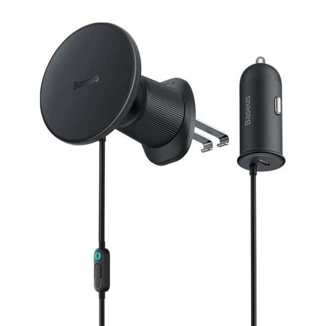 Magnetischer Handyhalter fürs Auto Baseus mit USB-C Ladegerät 15W + 25W (Schwarz)