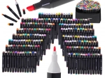 Dubbelzijdige alcoholmarkers in etui, 168 kleuren