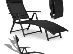 Klappbares Garten- und Strandliege mit verstellbarer Rückenlehne, Stahlrahmen, schwarz MULTIGARDEN