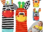 Kruzzel sensorisches Rassel-Set – Armbänder und Socken für Babys (4 Stk.)