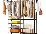Dubbele kledingstandaard RUHHY loft met planken