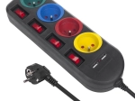 Steckdosenverteiler mit Schaltern 4 Steckdosen + 2xUSB Schwarz