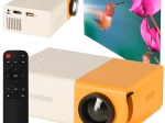 Mini projecteur LED avec TFT LCD, 24–60 pouces, HDMI/USB, prise en charge 1080p – blanc‑orange