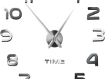 Horloge murale DIY RUHHY, 60–130 cm, chiffres 3D argentés