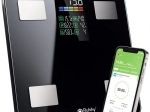 Balance personnelle analytique RUHHY avec LCD, analyse BIA et Bluetooth, noire
