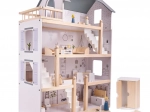 Maison de poupée en bois clair avec meubles - 80cm