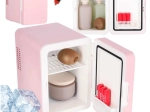 Mini-réfrigérateur de voyage portable rose de 4 l avec refroidissement et chauffage