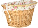 Panier avant en osier pour vélo avec doublure fleurie et fixation rapide click