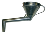 Metalltrichter mit gebogenem Auslauf und Sieb