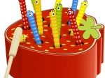 Wooden Game Strawberry – Magnetic Worm Catching
