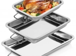 Ensemble de plats à rôtir en inox avec poignées, 3 pièces