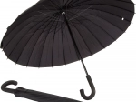Grand parapluie noir robuste et élégant à 24 baleines