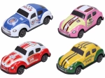 Set van 4 metalen raceautootjes, 7 cm, met terugtrekmechanisme