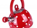 Théière en inox rouge à pois 1,5 l avec sifflet ORION