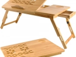 Table réglable en bambou pour ordinateur portable 17″ avec ventilation et tiroir