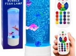 Veilleuse LED décorative en forme d’aquarium avec poissons RGB (16 couleurs), blanche, USB