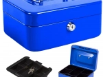 Metalen geldkistje voor geld en documenten 20 × 16 × 9 cm – blauw