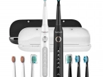 Duo-pack FAIRYWILL sonische tandenborstels met set opzetborstels en etuis, zwart/wit