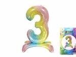 Aufblasbarer Ballon Zahl 3 Regenbogen 80 cm