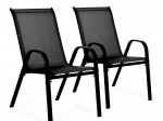 Lot de 2 chaises de jardin pour terrasse, balcon, noires