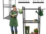 Support en métal pour outils de jardin avec crochets et étagères LUARO