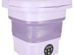 Faltbare Reise-Mini-Waschmaschine 8 l – kompakte tragbare Waschmaschine mit Schleudern, lila