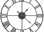 Metal Loft Wall Clock with Roman Numerals, 47 cm – Black