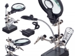 Troisième main avec loupe 2,5× 90 mm et éclairage LED pour soudure