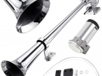 Pneumatische claxon 150 dB met verchroomde toeter en 12 V compressor